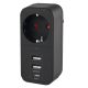 VIDEX ONCORD з/з 1п 2.4A 2USB+USB-C Black - Мережевий адаптер з заземленням